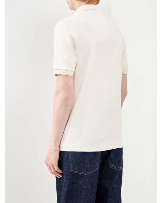 Fred Perry White Jacquard Polo Shirt Cream for men