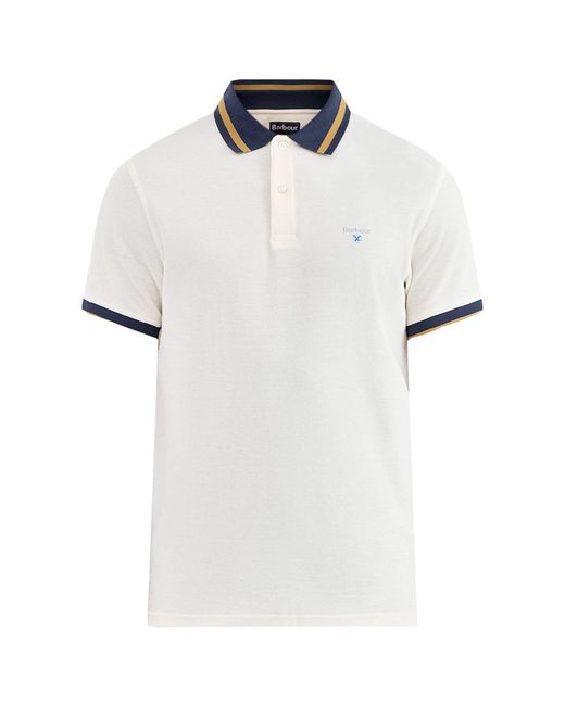 Barbour White Anthorn Textured Tailored Polo Shirt for men