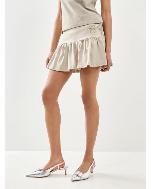 Ed Hardy Natural Broken Hearts Ruffle Mini Skort