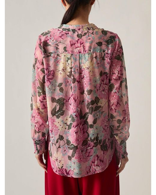 James Lakeland Pink Peony Floral Blouse, Polyester