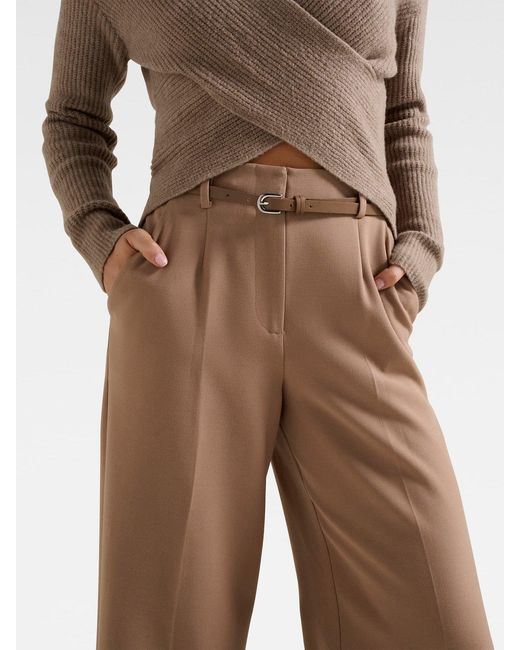 Forever New Natural Chantelle Belted Wide Leg Pants