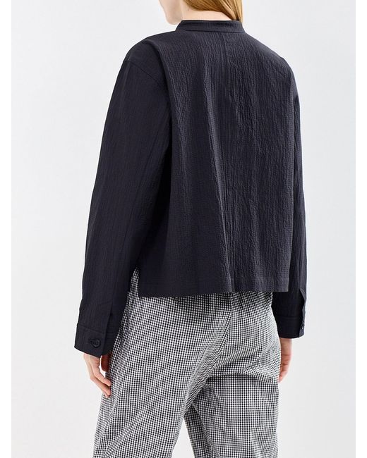 Eileen Fisher Blue Mandarin Collar Jacket