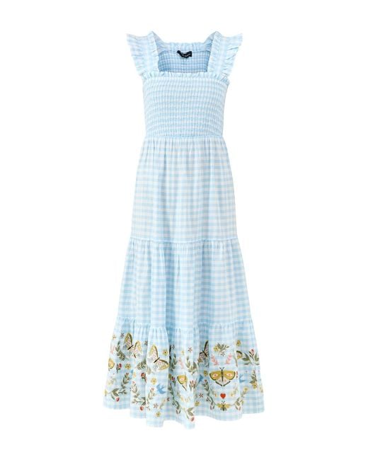 Nobody's Child Blue Elizabeth Scarlett Stacey Gingham Midi Dress