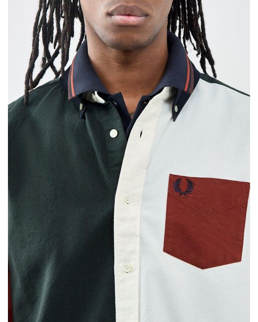 Fred Perry Blue Colour Block Oxford Shirt Multi for men