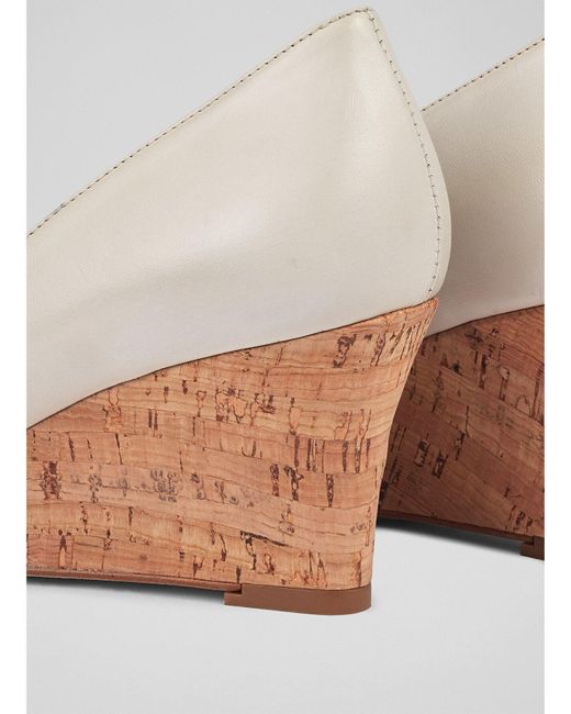 L.K.Bennett White Women's Eevi Ecru Leather Cork Wedges