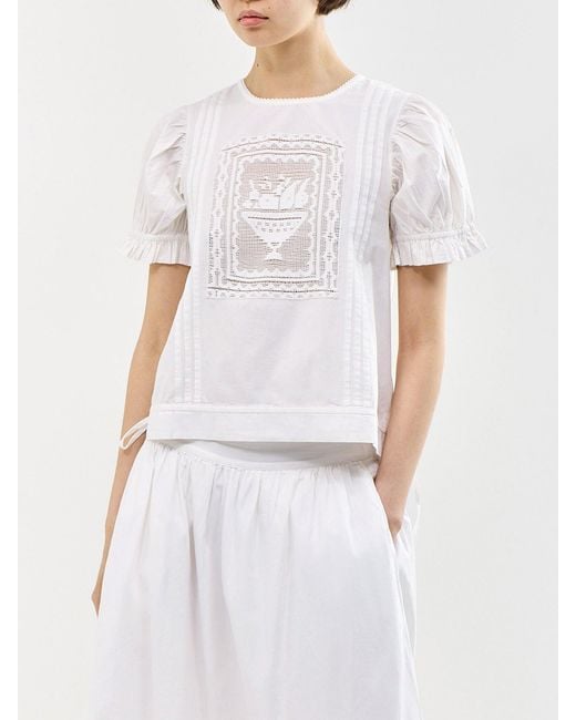 Damson Madder White Mabel Lace Insert Blouse