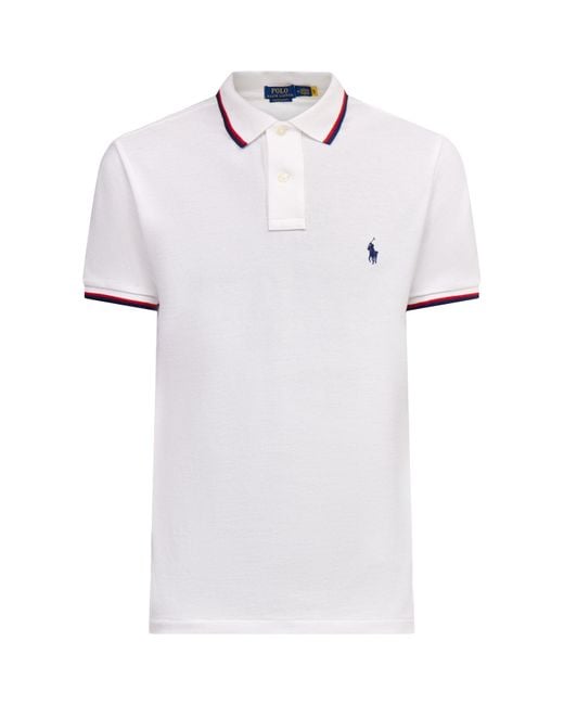 Polo Ralph Lauren Blue Mesh Tipped Short Sleeve Custom Fit Polo Shirt for men