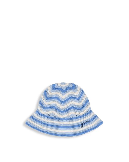 Ganni Blue Women's Crochet Bucket Hat