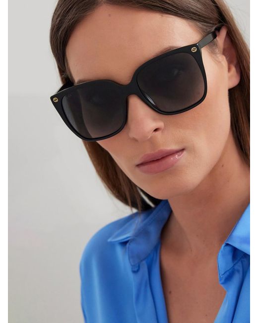 Gucci Blue Women's gg0022s Thin Square Acetate Sunglasses