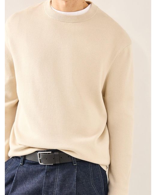 SELECTED Blue Relaxed Crew Neck Sweatshirt Cream for men