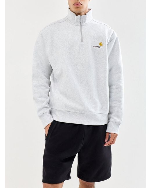 Carhartt White Half Zip American Script Sweatshirt for men
