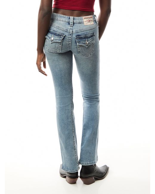 True Religion Blue Joey Mid Rise Flare Flap Jeans