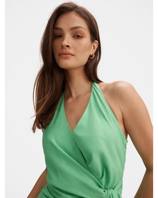 Forever New Green Gianna Halter Neck Tie Mini Dress