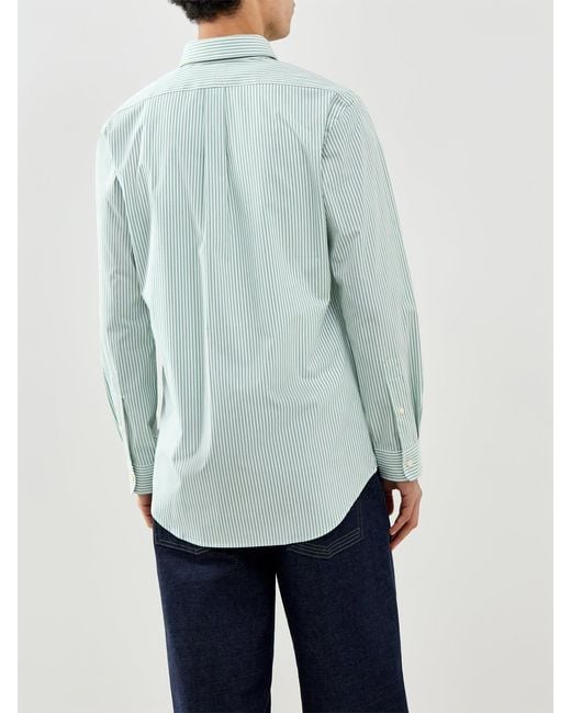 Polo Ralph Lauren Blue Custom Fit Stripe Poplin Shirt for men