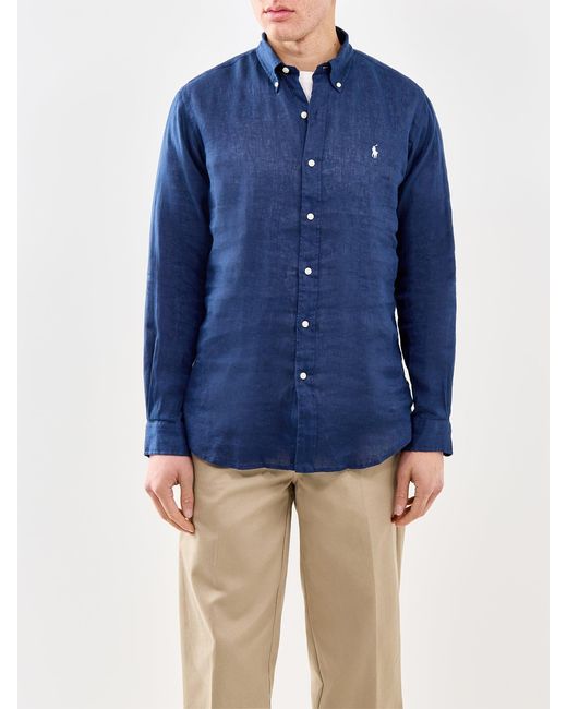 Polo Ralph Lauren Blue Custom Fit Shirt for men