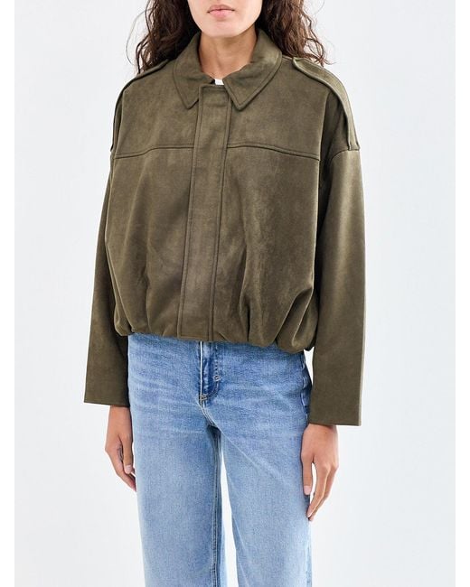 ONLY Green Faux Suede Bomber Jacket