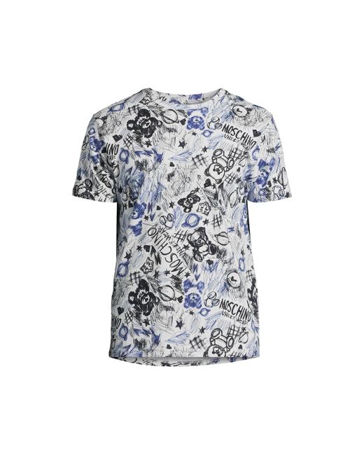 Moschino White Men's Allover T-shirt for men