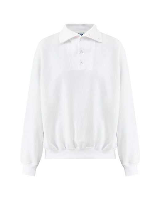 Polo Ralph Lauren White Wimbledon Funnel Neck Logo Fleece