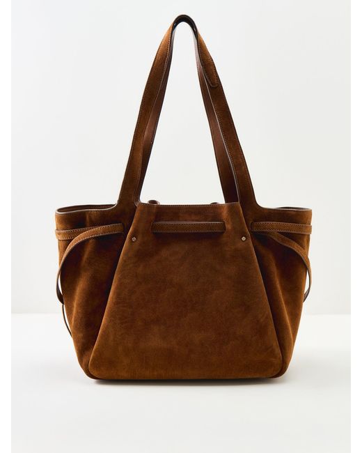 Tory Burch Natural Romy Suede Tote Bag Tan