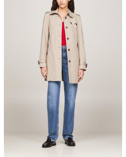 Tommy Hilfiger Natural Single Breasted Trench Coat