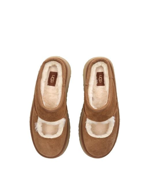 Ugg Brown Bea Mary Jane Suede Flatform Chestnut