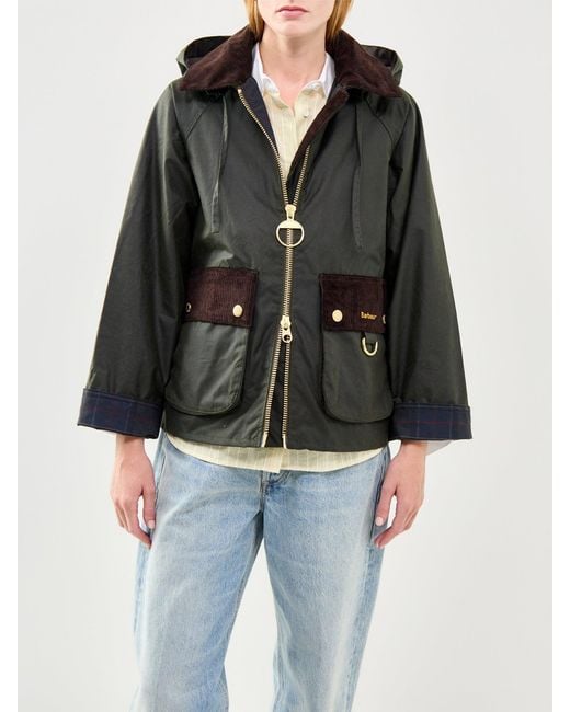 Barbour Black Carville Wax Jacket Fern