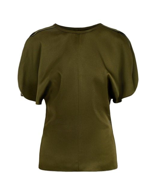 Victoria Beckham Green Bela Acetate Blend Blouse