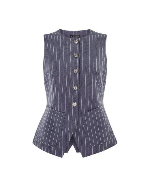 Whistles Blue Women's Lottie Pinstripe Waistcoat