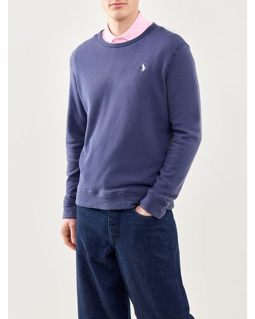 Polo Ralph Lauren Blue Terry Crew Neck Sweatshirt for men