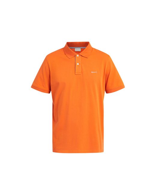 Gant Orange Men's Contrast Piqué Polo Shirt for men