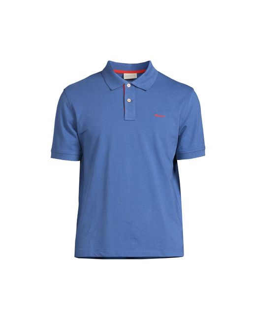 Gant Blue Contrast Piqué Polo Shirt for men