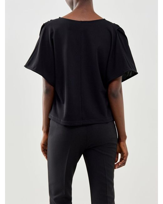 Weekend by Maxmara Blue Giostra Draped Short Sleeve Top