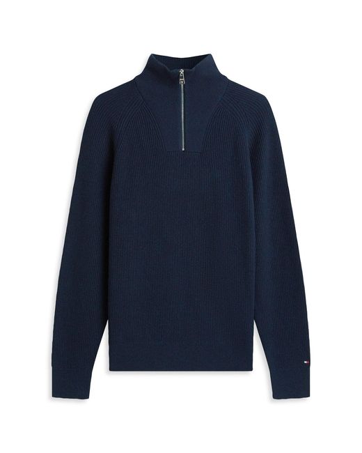 Tommy Hilfiger Blue Fisherman Rib-Knit Relaxed Jumper for men