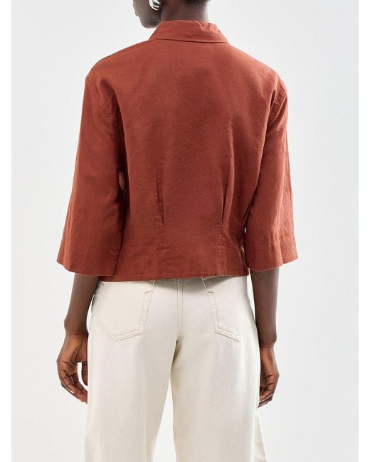 SELECTED Red Cleo Cropped Shirt