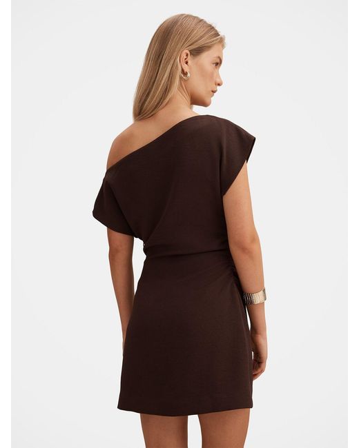 Forever New Brown Danielle Asymmetrical Mini Dress