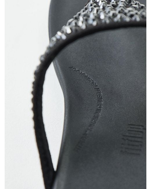 Fitflop White Solay Mixed-Crystal Toe-Post Sandals