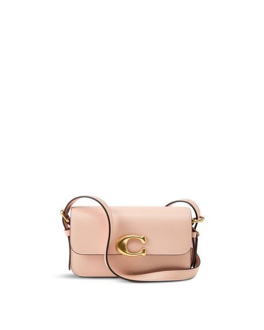 COACH Pink Zoe Refined Calf Shoulder Bag Cream