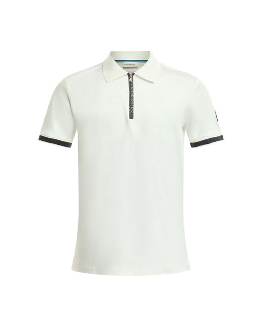 Sandbanks White Men's Silicone Zip Polo Shirt for men