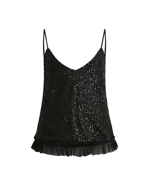 James Lakeland Black Paillette Vest Top