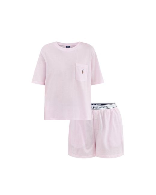 Polo Ralph Lauren Pink Knit Oxford Short Sleeve Set