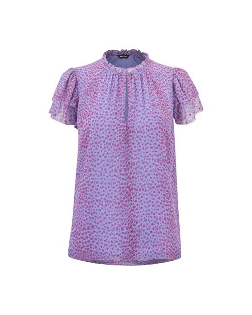 Whistles Purple Women's Sketched Cheetah Frill Top