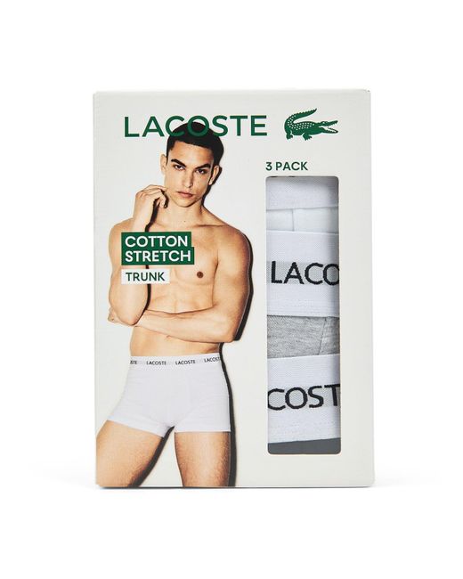 Lacoste White Three Pack Trunks for men