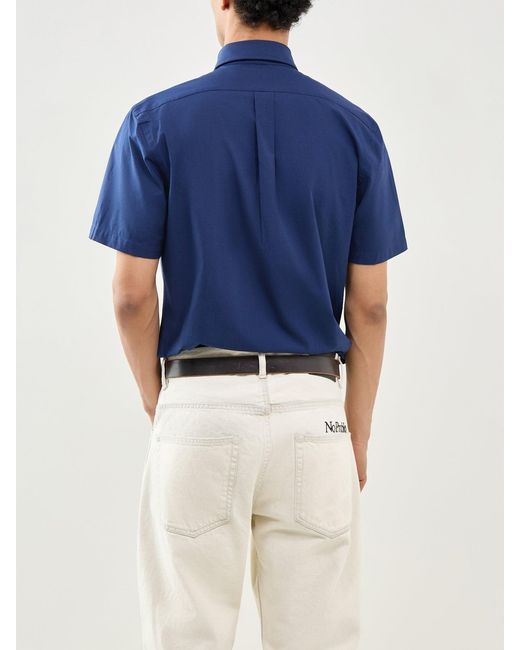 Polo Ralph Lauren Blue Custom Fit Poplin Stretch Short Sleeve Shirt for men