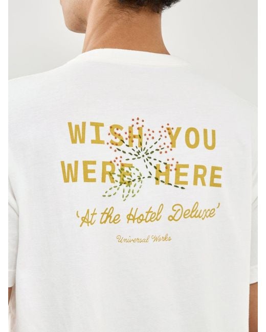 Universal Works White Wish You Were Here Graphic T-Shirt for men