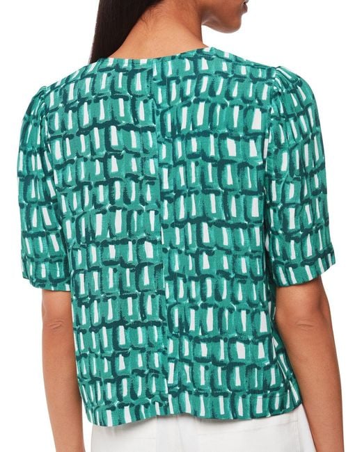 Whistles Green Women's Linked Smudge Tie Front Top