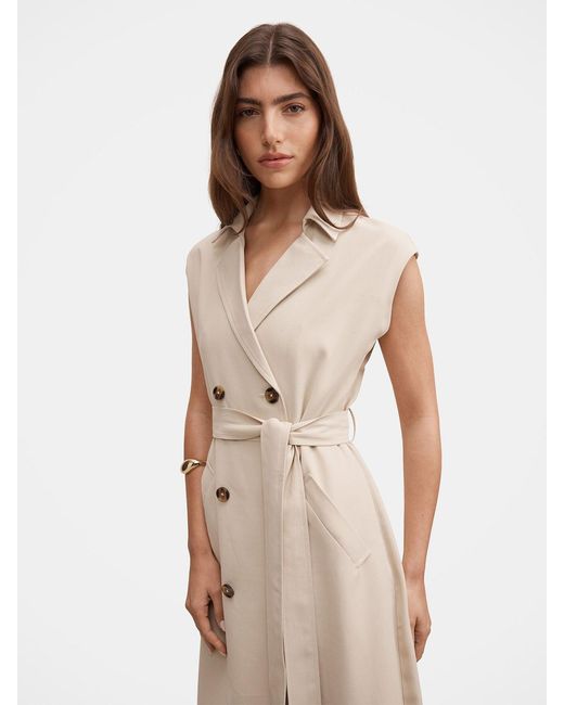 Forever New Natural Elsa Sleeveless Trench Midi Dress Neutral