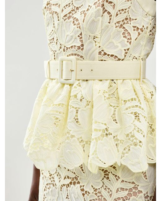 Self-Portrait White Lace Peplum Midi Dress