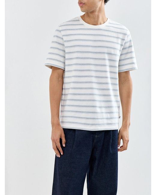 Wax London White Dean Stitch Stripe T-Shirt for men