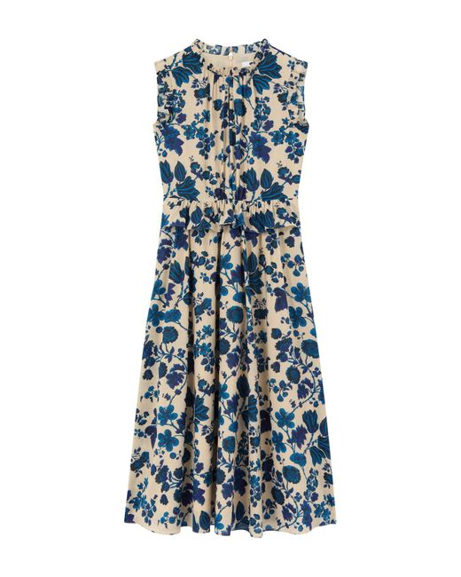 L.K.Bennett Blue Isolde Birch & Dress Voile Dress With Frill Detailing