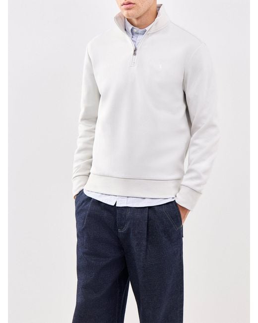 Polo Ralph Lauren White Double Knit Quarter Zip Sweatshirt for men